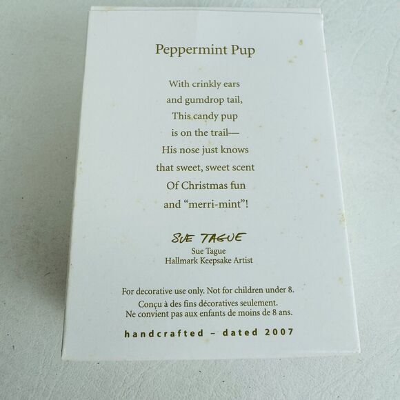 Hallmark Keepsake Ornament Peppermint Pup Puppy Christmas 2007 New - Picture 3 of 5